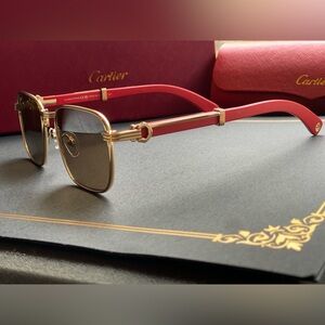 Cartier Red and Gold Frame Sunglasses